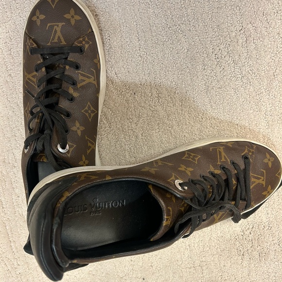 Authentic Louis Vuitton sneakers with classic brown and black design. Like new. - Picture 2 of 2